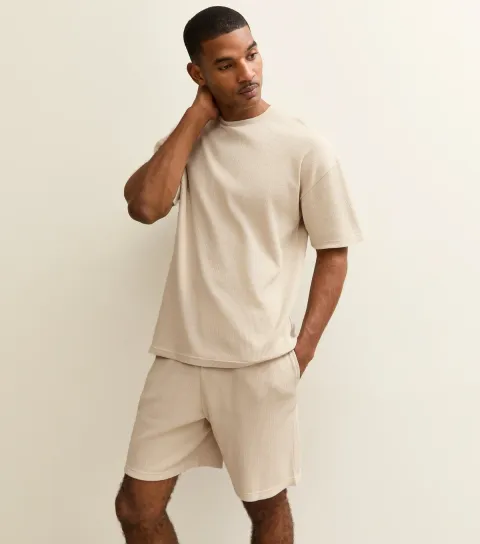 Men's Stone Oversized Waffle Texture T-Shirt