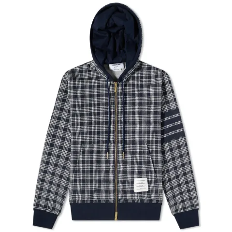 Check Engineered Stripe Zip Hoodie