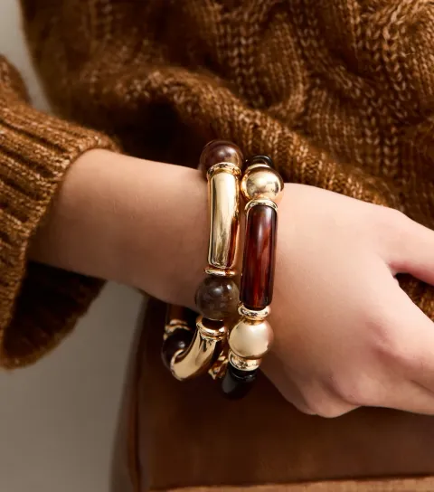 New Look Pack Of 2 Gold Tone Beaded Bracelets