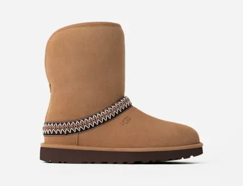 Classic Short Crescent Boot for Women, Suede/Polyester/Recycled Materials