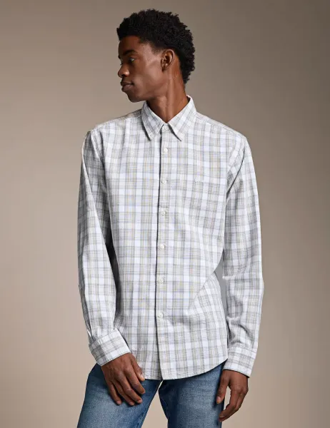 Boss Regular Fit Cotton Rich Checked Shirt White