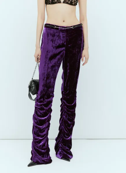 Horsebit Belt Velvet Pants