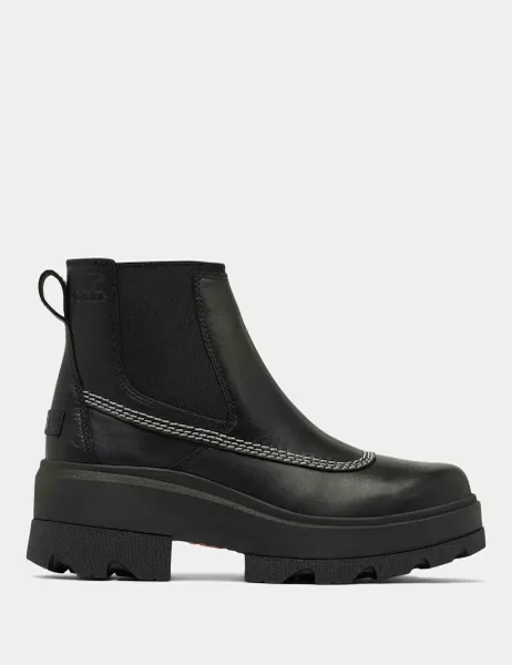 Sorel Joan Leather Block Heel Chelsea Boots Black