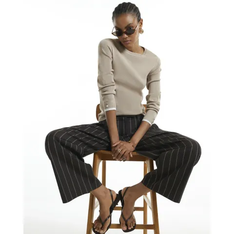 River Island Knit Layered Trim Top