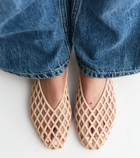 Women's Truffle Pink Jelly Ballet Pumps