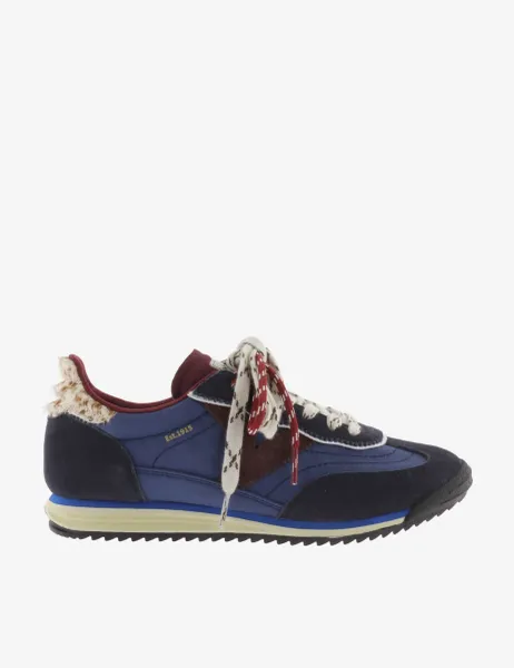 Victoria Double Lace Suede Panel Trainers Blue