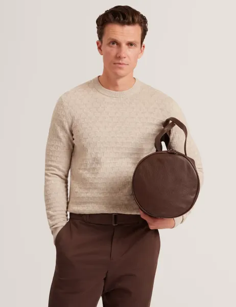 Ted Baker Wool Blend Textured Crew Neck Jumper Natural