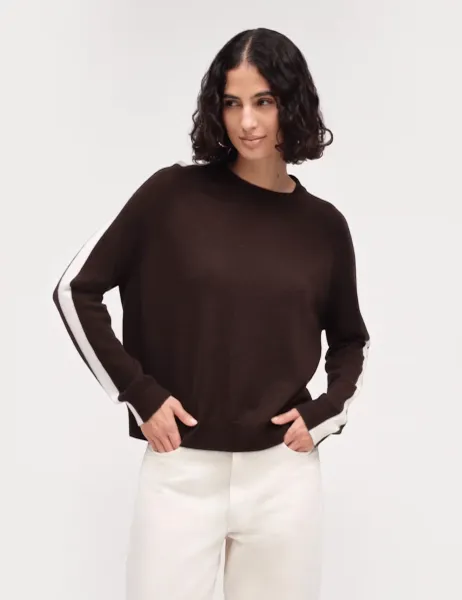 Chinti & Parker Wool Rich Jacquard Crew Neck Jumper with Cashmere