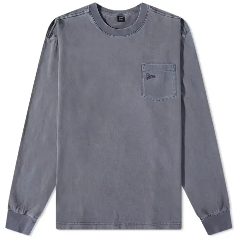 Basic Washed Pocket Long Sleeve T-Shirt