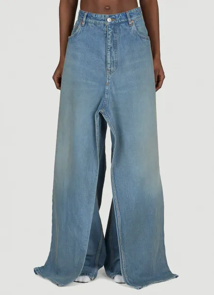Double-Front Draped Denim Jeans