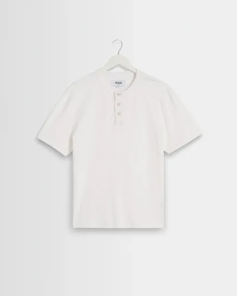 Hill - Off White Slub Organic Cotton Henley t-Shirt