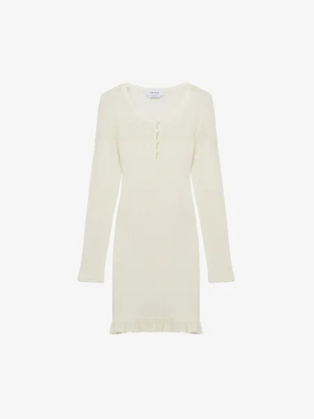 Pointelle Knit Mini Dress