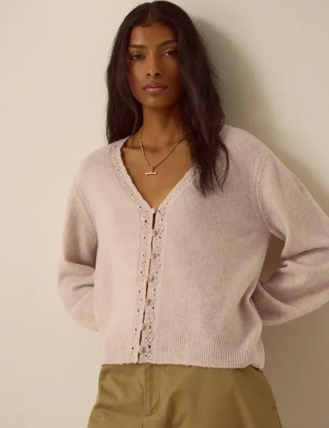 Monsoon V Neck Button Front Cardigan Light Brown