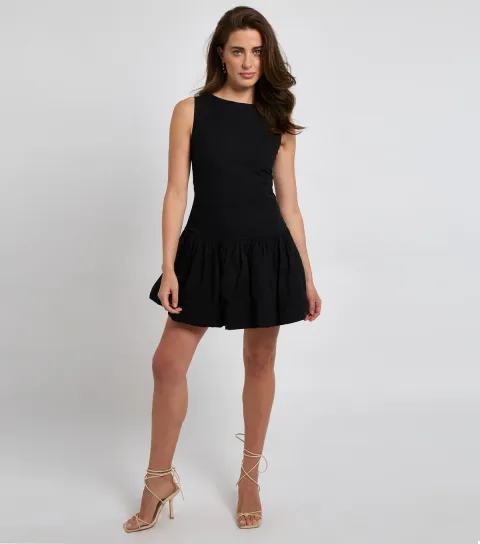 Women's Black Bubble Hem Mini Dress