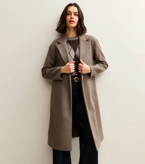New Look Women's Mink Open Front Longline Coat