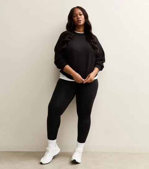 Women's Plus Size Black Contour Leggings Curves