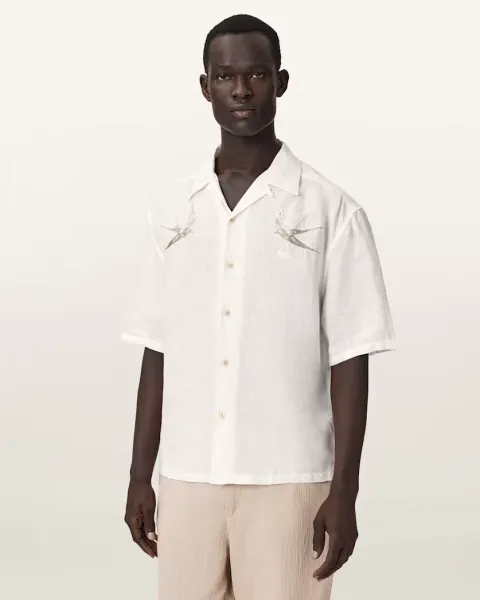 Avia Short Sleeve Embroidered Linen Shirt