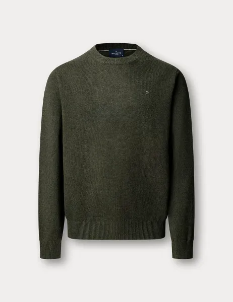 Hackett Pure Lambswool Crew Neck Jumper Khaki