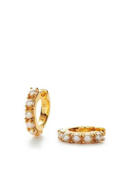 Missoma Pearl Huggie Earrings 18kt Gold Vermeil