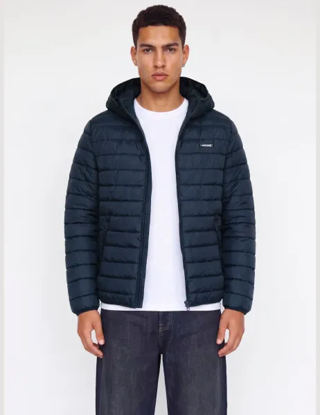 Jack & Jones Lightweight Quilted Hooded Puffer Jacket Navy