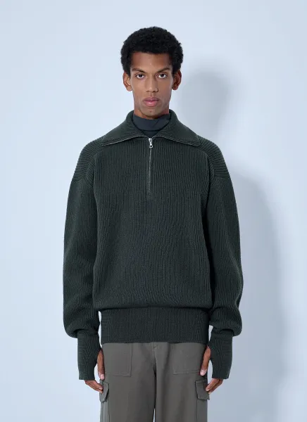 Ribbed High Neck Sweatshirt