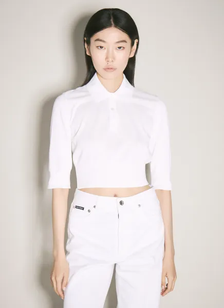 Crop Knit Polo Top