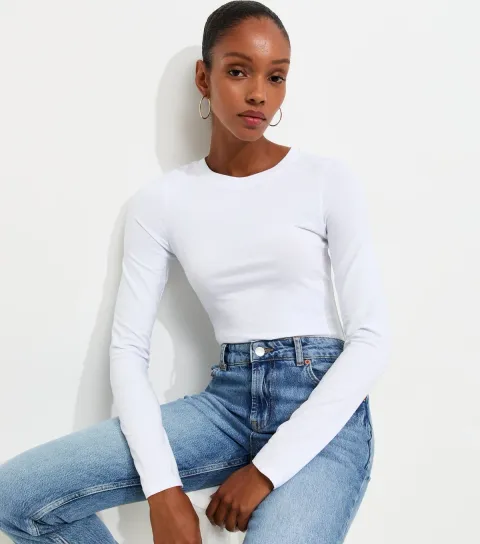 New Look Women's Black Long Sleeve Crew Neck Body