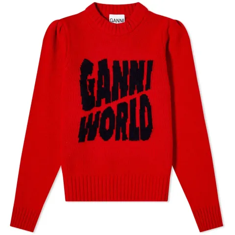 Graphic Puff Shoulder Pullover Knit