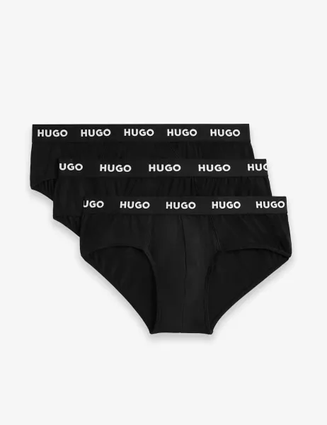 HUGO 3 Pack Cotton Rich Hip Briefs Black Mix