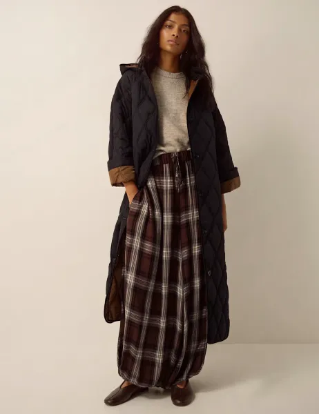 Monsoon Quilted Hooded Cape Coat Black