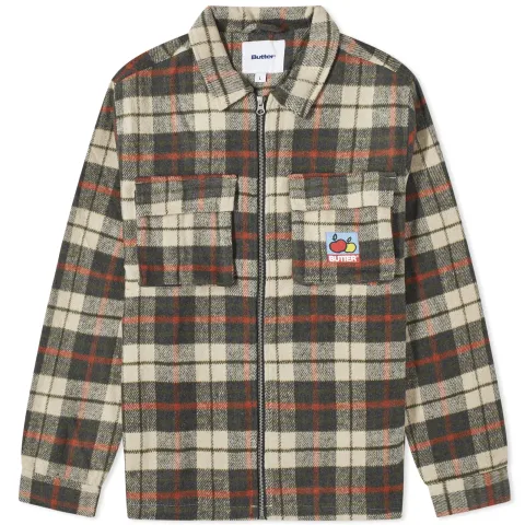 Zip Through Plaid Flannel Overshirt