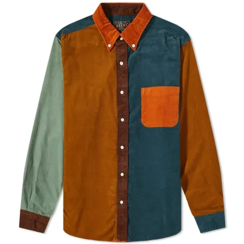 Button Corduroy Panel Shirt