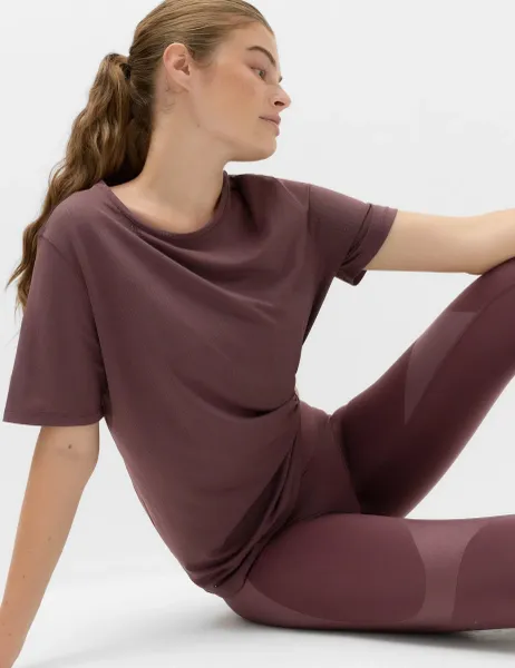 Goodmove Round Neck Mesh Relaxed T-shirt Mulberry