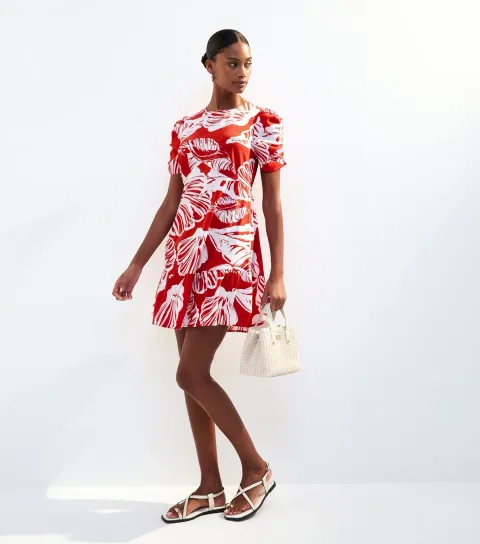 New Look Women's Red Shell Print Mini Dress