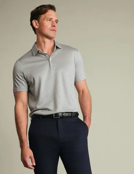 Charles Tyrwhitt Pure Linen Polo Shirt Silver Grey