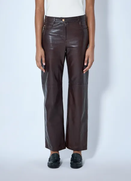 Leather Wide-Leg Trousers