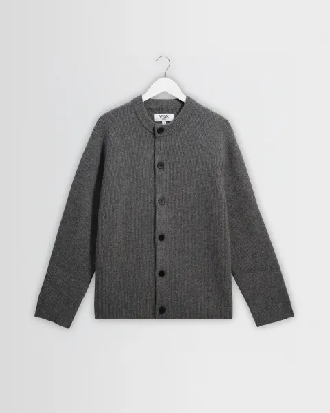 Granby - Grey Ribbed Wool Cardigan