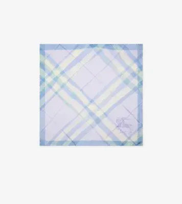 Watercolour Check Silk Scarf in Lilac purple