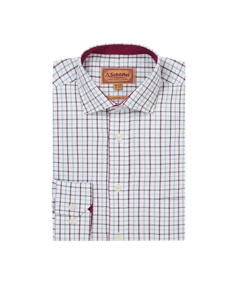 Schöffel Country Milton Tailored Shirt - Port/Lake Blue Check