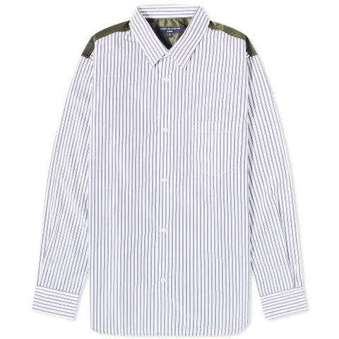 Comme Des Garçons Homme Cotton Stripe Nylon Panel Shirt