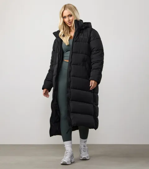Women's Black Longline Puffer Jacket