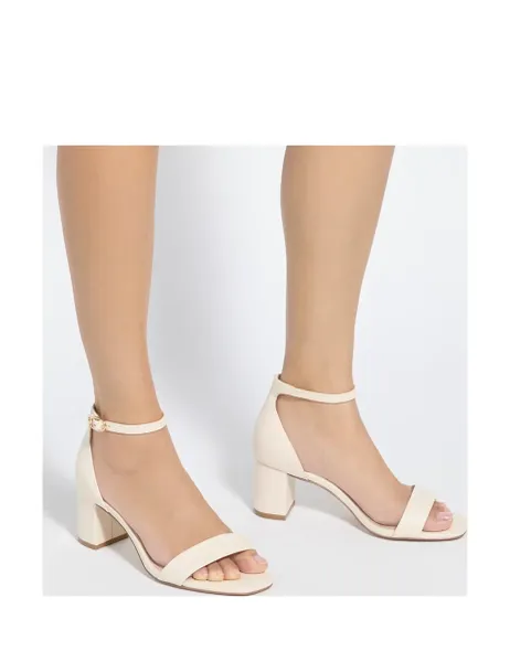 Dune London Leather Ankle Strap Block Heel Sandals