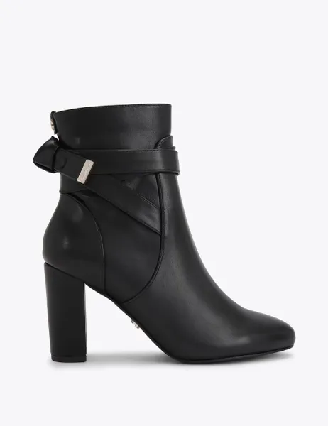 Carvela Wide Fit Knot Strap Block Heel Ankle Boots Black