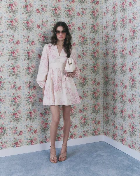 River Island Lace Trim Floral Cotton Mini Dress