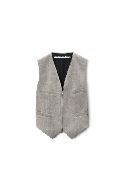 Tailored Vest with Wraparound Zipper