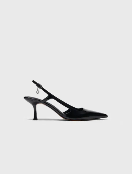 Patent leather slingback pumps