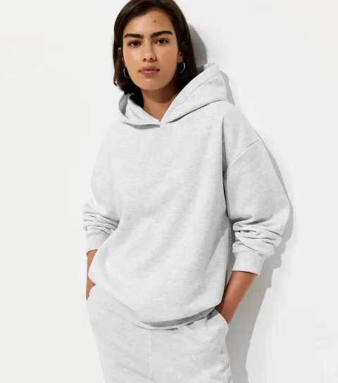 New Look Women's Grey Oversized Jersey Hoodie
