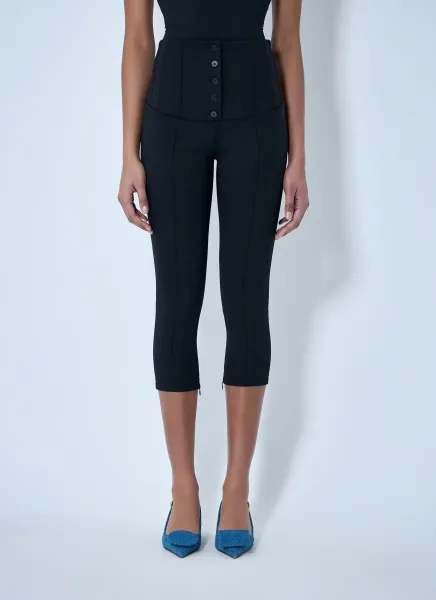 High-Waisted Buttoned Cycling Pants