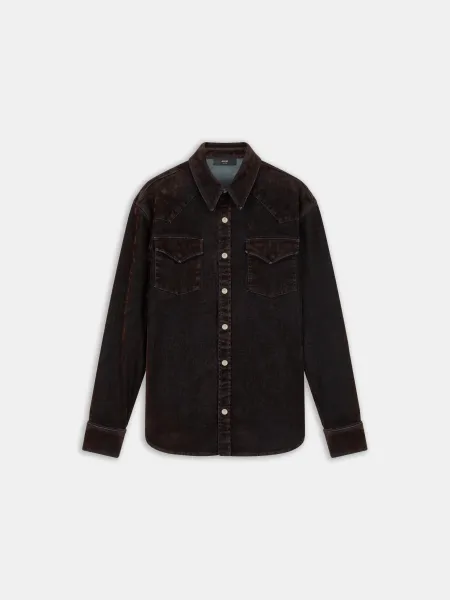 FLOCK LONG SLEEVE DENIM SHIRT - Husk