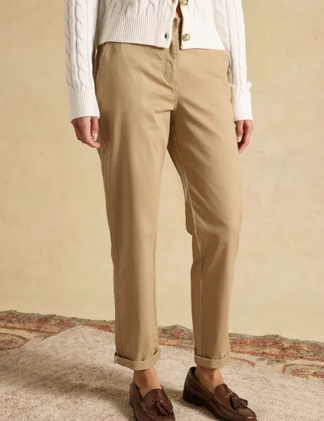 Joules Cotton Rich Slim Fit Chino Trousers Tan